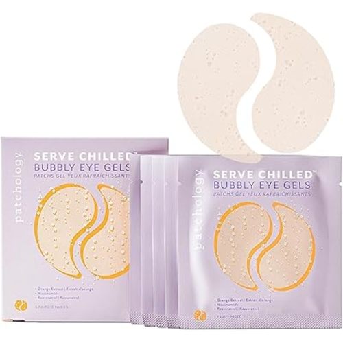 Patchology Serve Chilled Bubbly Eye Gels with Niacinamide, Hydrating Under Eye Patches with Niacinamide and Vitamin C, Under Eye Gel Pads with Gel Technology, Facial Skin Care Products - 5 Pairs