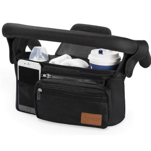 Universal Stroller Organizer with Insulated Cup Holder by Momcozy - Detachable Phone Bag & Shoulder Strap, Fits for Stroller like Uppababy, Baby Jogger, Britax, BOB, Umbrella and Pet Stroller