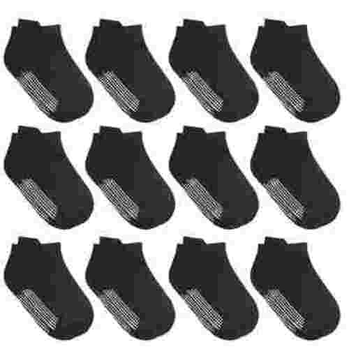 Debra Weitzner Non Slip Ankle Socks With Grips for Toddlers 12 to 36 Months Old, Black 12 Pairs