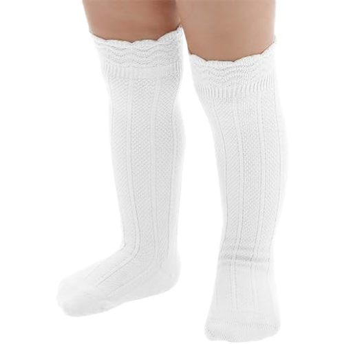 Zando Baby Knee High Socks - Infant to Toddler, Cotton Ruffle Socks, Warm Girls & Boys Long Stockings, 3-6 Pairs
