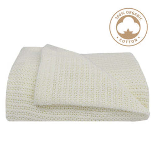 Living Textiles Organic Cot Cellular Blanket - Natural white | Baby Junction