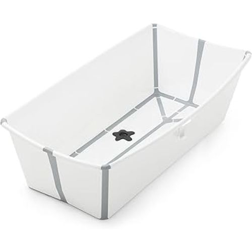 Stokke Flexi Bath X-Large, White - 31.5 x 15.7 x 9.4 in - Best for Infants & Toddlers - Lightweight, Foldable & Easy to Store - Convenient to Use at Home or Traveling