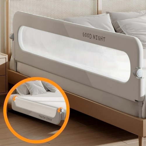 Universal Kids Bed Guardrail, 46in Adjustable Height Baby Safety Rails, Single Piece