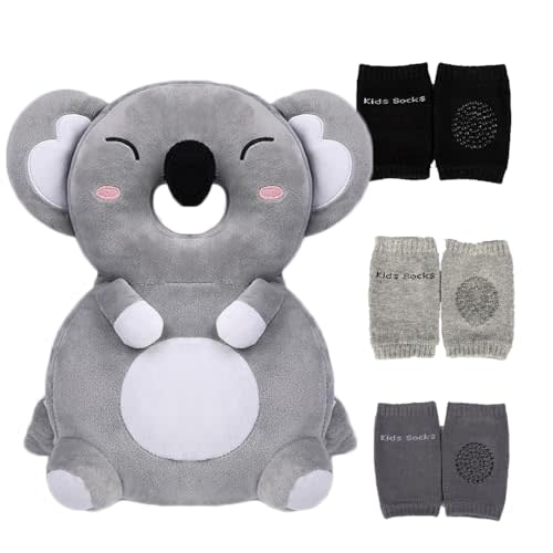 Feidoog Baby Head Protector Cushion Backpack with 3 Knee Pads for Walking & Crawling,Koala