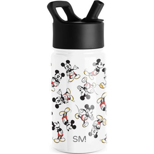 Simple Modern Disney Mickey Mouse Kids Water Bottle with Straw Lid | Reusable Insulated Stainless Steel Cup for Boys, School | Summit Collection | 14oz, Mickey Mouse Retro