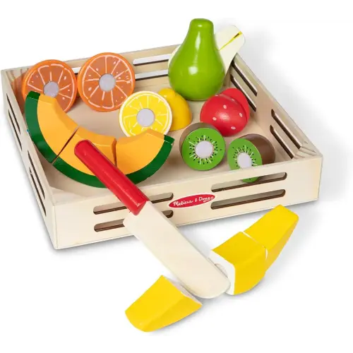 Melissa & Doug Cutting Fruit Set - Wooden Play Food Kitchen Accessory, Multi - Pretend Play Accessories, Wooden Cutting Fruit Toys For Toddlers And Kids Ages 3+