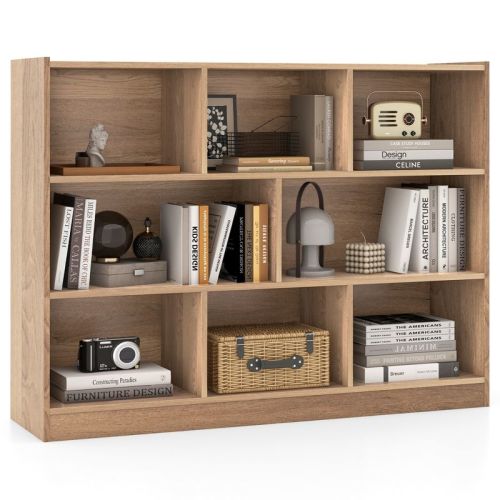 Costway 3-tier Open Bookcase 8-Cube Bookshelf Storage Display Cabinet French Oak Gray/White/Yellow/Natural/Blue/Green