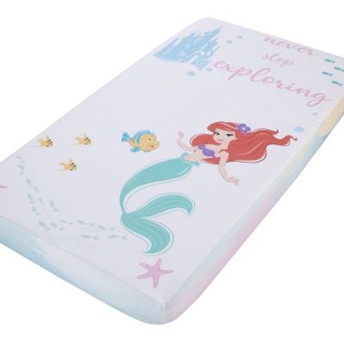 Nojo Disney Ariel Watercolor Wishes Aqua, Pink And White Never Stop Exploring 100% Cotton Photo Op Fitted Crib Sheet