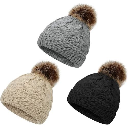 American Trends Baby Girl Hats Infant Baby Beanie Winter Hat Pom Pom Warm Toddler Boys Beanies Kids Cap