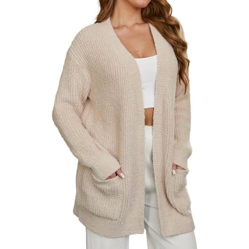 Snuggle Sac Cardigan Sweaters for Women with Pocket Trendy Casual Long Sleeve Tops Open Front Fall Winter Coats