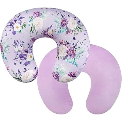 Nursing Pillow Cover 1 Pack, Removable Nursing Pillow Cover for Breastfeeding Pillows, Super Soft Comfortable Slipcover for Boy and Girls, Purple Floral
