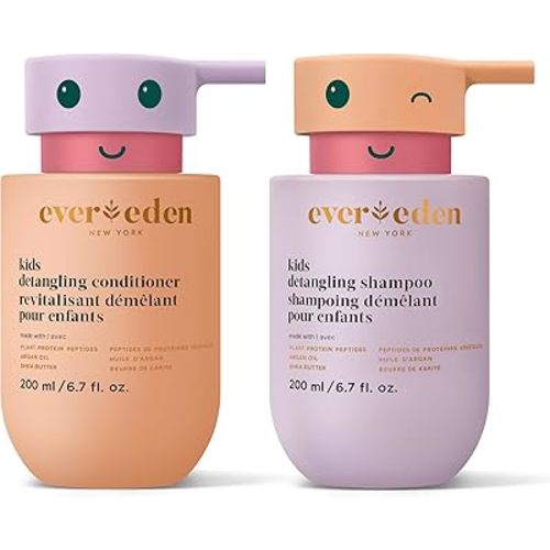 Evereden Kids Haircare Set: Hair Detangling Shampoo & Conditioner for Children Ages 3+, Plant Protein Peptides & Argan Oil, Vegan, Free from Sulfate, Paraben, Phthalate & Petrolatum