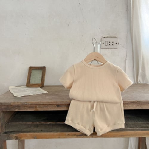 6 - 9 MONTHS - Khaki T-Shirt and Drawstrings Shorts Set – Teeny Mini Me