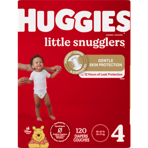 Huggies Little Snugglers Hypoallergenic and Latex-Free Diapers, Size 4, 120 Count