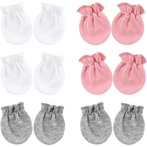 BQUBO Newborn Infant Toddler Mittens No Scratch Cotton Elastic Wrist Gloves Hypoallergenic for 0-6 Months Baby Boys Girls