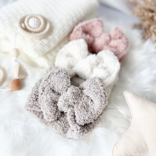 Bundle & Save : Teddy Bear Headband - Fuzzy Headband for Baby Girl - Soft Bow Headwrap - Newborn Gift - Baby Shower Gift - Oversize Bow