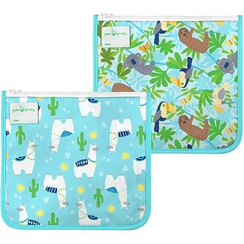 green sprouts Reusable Insulated Sandwich Bags (2 Pack) | Holds Food, Utensils, Wipes & More | Keeps Food Fresh | Food-Safe, Waterproof, Easy-Clean Material