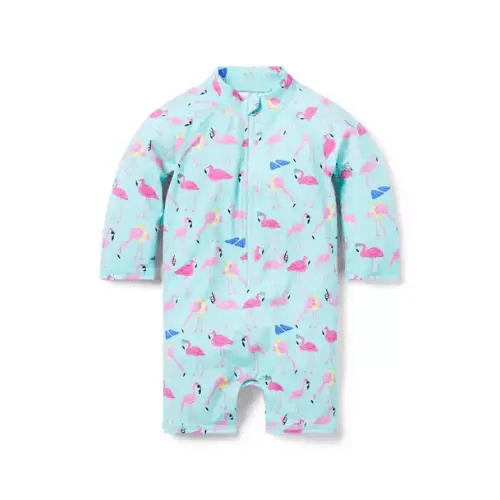 Newborn Mint Flamingo Baby Recycled Flamingo Rash Guard Swimsuit by Janie and Jack