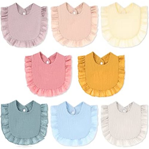 Baby Bibs Muslin Bibs 4-Layer Organic Muslin Cotton Teething Drooling Bibs for Girls Boys Cute Muslin Baby Bibs
