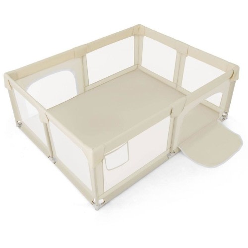 Giantex Baby Playpen Extra Large Kids Activity Center Safety Play Yard w/ Gate Beige