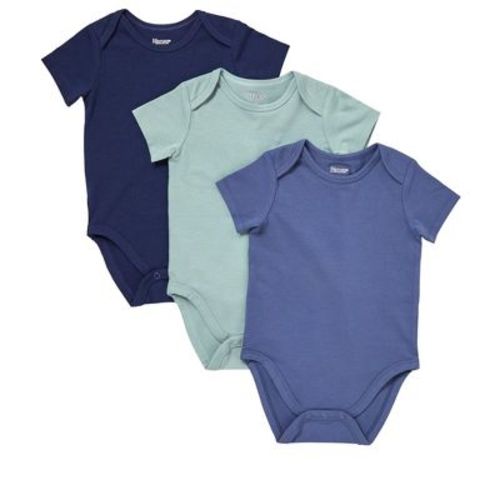 Hanes Pure Comfort Baby Short Sleeve Bodysuits, Organic Cotton, Boys & Girls, 3-pack Green/blue Assortment 3mth