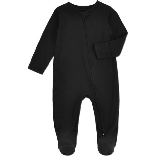Aablexema Organic Cotton Baby Footie Pajamas with Mittens Newborn Soft Zip Sleeper