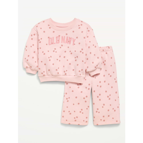 Printed Logo Graphic Sweatshirt and Sweatpants Set for Baby