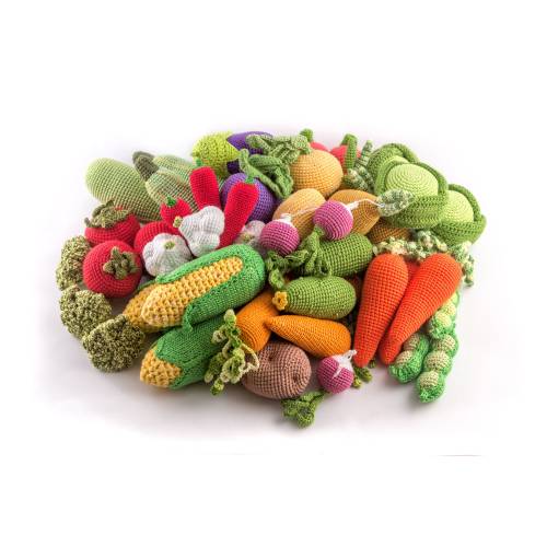 Montessori Activity Baby Soft Toys | Crochet Fruit and Vegetables | Play Food for Pretend Kitchen | Gardening Toy - Minimoms