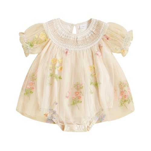 Baby Girls Tulle Tutu Dress Party Holiday Princess Dresses Infant Toddler Embroidery Flower Fairy Romper Dress
