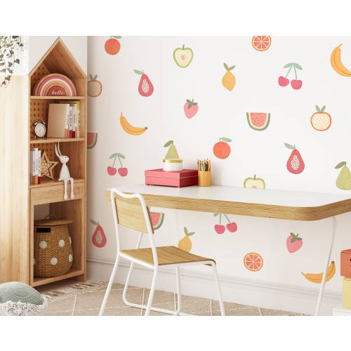 Fruit Wall Decals - Nursery Decor, Watercolor Fruit Wall Art, Kids Wall Decal, Reusable and Removable Wall Stickers