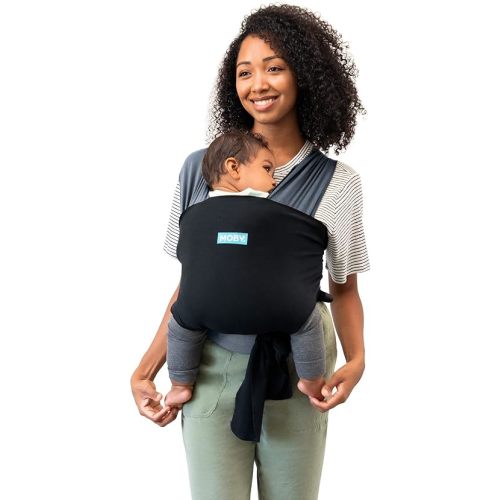 Moby Easy-Wrap Carrier | Baby Carrier and Wrap in One for Mothers, Fathers, and Caregivers | Designed for Newborns, Infants, and Toddlers | Holder Can Carry Babies up to 33 lbs | Charcoal/Black