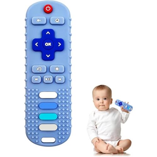 YAPROMO Baby Teething Toys,Reomte Teether Toys, Silicone Chew Toy for Babies 18+ Months, Remote Control Shape Teething Toys, Early Educational Toy BPA Free & Refrigerator Safe
