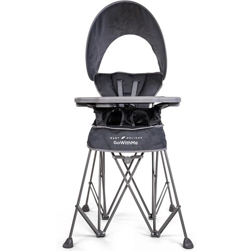 Baby Delight Go with Me Uplift Deluxe Portable High Chair | Sun Canopy | Indoor and Outdoor | Grey