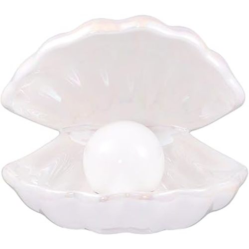 Pearl in Shell Night Light Ceramics Desktop Ornament Home Decor Lamp Light for Bedroom Bedside Decorative Lamp