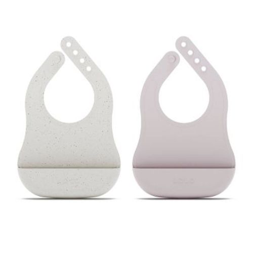 Lalo 2pk Silicone Bibs - Oatmeal