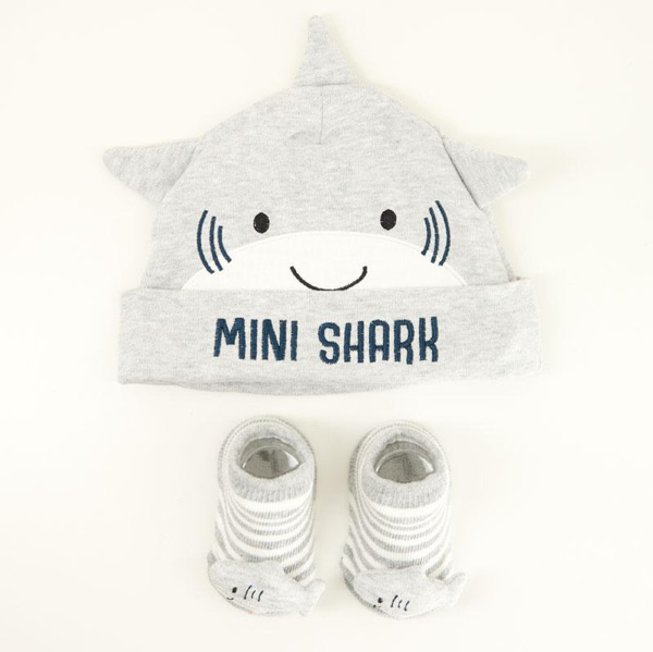 Infant Mini Shark Hat and Sock Set