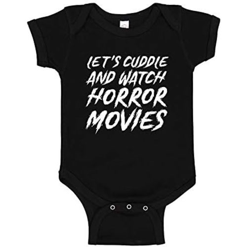 Let's Cuddle and Watch Horror Movies Baby Bodysuit or Toddler T-Shirt Halloween Spooky Baby Clothes