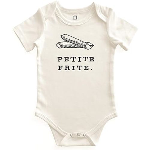 BlueMilk Studio Inc. Petite Frite Baby Bodysuit Off-White Cotton Short Sleeve One Piece Jumpsuit Perfect French Foodie Gift