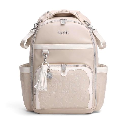 Itzy Ritzy Diaper Bag Backpack – Large Capacity Boss Plus Baby Backpack Diaper Bag Featuring 19 Pockets, Changing Pad, Stroller Clips, and Comfortable Backpack Straps, Oat