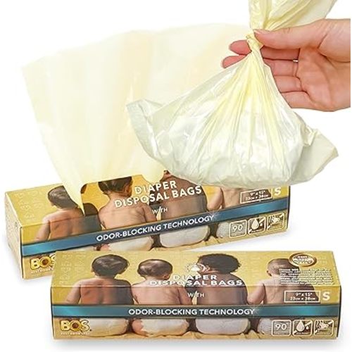 BOS Odor-Sealing Dirty Diaper Trash Bags - Scent & Smell Free (Color: Cream Yellow) (Pack of 2)