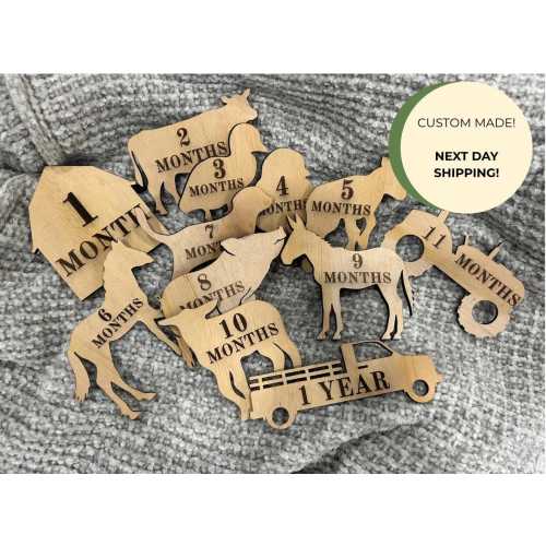 Farm Animal Baby Milestone Markers: Wood Nursery Decor