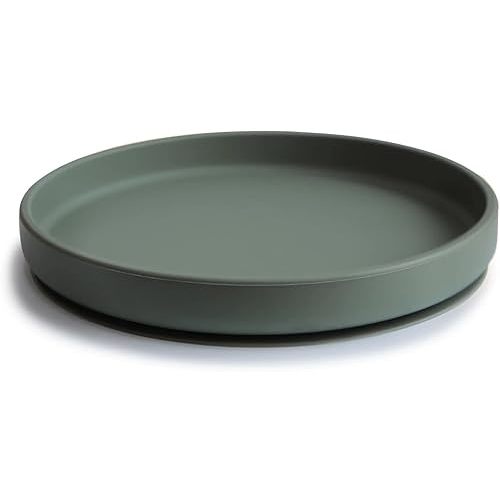 mushie Classic Silicone Suction Plate | BPA-Free Non-Slip Design (Dried Thyme)