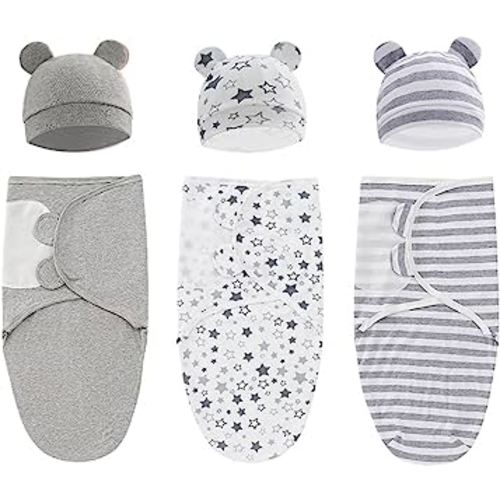 ATONGQI 3-Pack Organic Baby Swaddle Sleep Sacks - Newborn Swaddle Sack - Ergonomic Baby Swaddles 0-3 Months (Grey)
