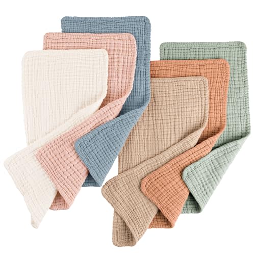 Konssy Muslin Baby Burp Cloths Sets for Unisex- 6 Pack Large 100% Cotton Burping Clothes for Newborn,Baby Girls and Boys