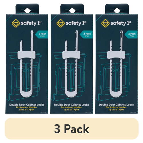 (3 pack) Safety 1st Double Door Baby-Proofing Cabinet Lock (2pk), White, Toddler