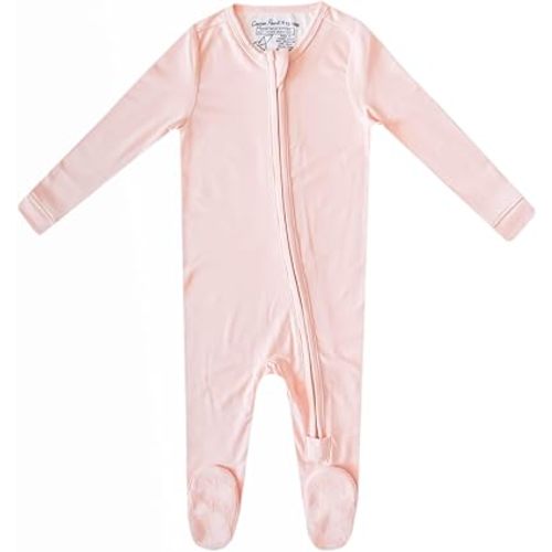 Copper Pearl Zip-Up Footie Baby Pajamas: Ultra-Soft Boys & Girls Pajamas, Premium Knit Fabric in Stylish Prints, Tag-Free with Two-Way Zipper, Newborn to 24 Months, Blush