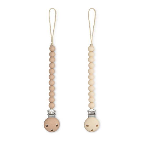 Silicone Pacifier Clips for Boys and Girls, by Comfy Cubs (Beige & Light Beige, Pack of 2)