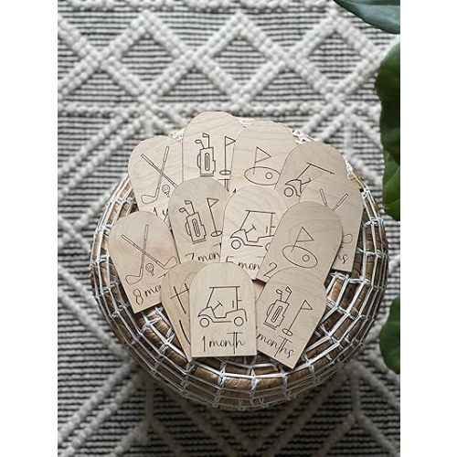Golf Theme Baby Monthly Milestone Cards, Wooden Photo Props, First Year Markers