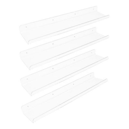 Unique Bargains Bathroom Bedroom Living Room Kitchen Wall Mounted Acrylic Floating Shelves Clear 4 Packs