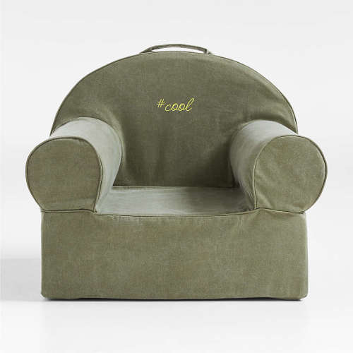 Large Cyprus Green Organic Cotton Kids Lounge Nod Chair